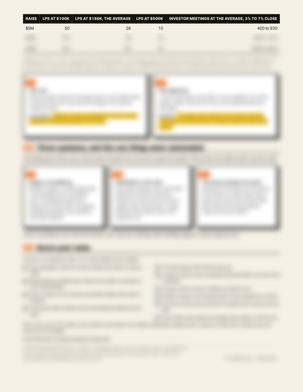 The Speed to Capital Playbook, page two: the minimum table